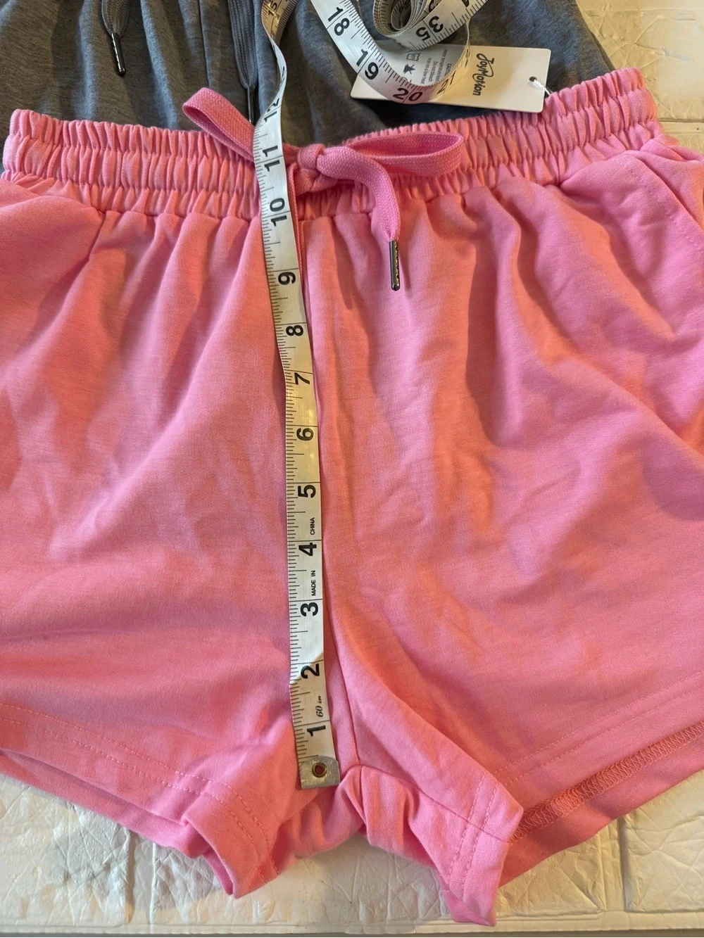 New Pink and Gray Girls' Drawstring Shorts - Twin Pack